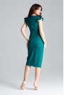 Zielona Dopasowana Sukienka Midi z Falbankami na Ramionach