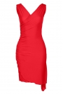 Czerwona Asymetryczna Sukienka Modnie Marszczona