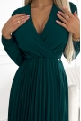 Kopertowa Sukienka z Plisowanym Dołem - Zielona