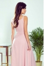 Maxi Sukienka na Ramiączkach z Kopertowym Dekoltem - Różowa