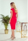 Czerwona Elegancka Ołówkowa Sukienka z Paskiem