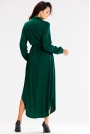 Długa Sukienka o Koszulowym Kroju z Asymetrycznym Dołem - Zielona