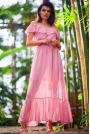 Maxi Sukienka w Hiszpańskim Stylu - Różowa