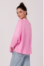 Sweter Oversize z Nietoperzowym Rękawem - Różowy