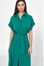 Koszulowa Sukienka z Krótkim Rękawem - Zielona