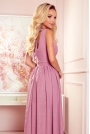Maxi Sukienka z Wiązanym wycięciem na Plecach - Różowa