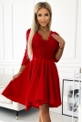Czerwona Wieczorowa Asymetryczna Sukienka z Koronką