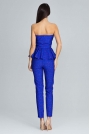 Niebieski Elegancki Komplet Gorsetowa Bluzka + Długie Spodnie