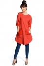 Czerwona Codzienna Trapezowa Sukienka Tunika z Kieszeniami