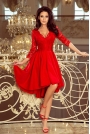 Wieczorowa Asymetryczna Sukienka z Koronką - Czerwona