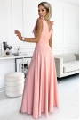 Maxi Sukienka z Wiązaniem na Ramionach - Różowa