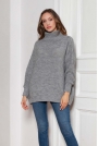Oversizowy Sweter z Luźnym Golfem - Szary