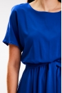 Midi Sukienka z Kimonowym Krótkim Rękawem - Niebieska