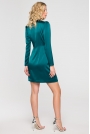 Kopertowa Sukienka z Połyskliwej Tkaniny - Zielona