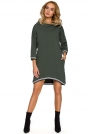 Zielona Dzianinowa Asymetryczna Sukienko-Bluza z Kapturem