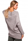 Szary Melanżowy Oversizowy Sweter z Półgolfem