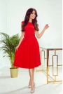 Czerwona Elegancka Sukienka z Plisowanym Dołem