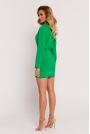 Zielona Mini Sukienka Ołówkowa z Kołnierzykiem