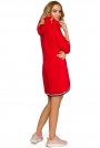 Czerwona Dzianinowa Asymetryczna Sukienko-Bluza z Kapturem
