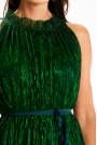 Zielona Luźna Błyszcząca Sukienka na Stójce dla Komfortu i Stylu