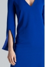 Niebieska Sukienka Koktajlowa Mini z Rozciętym Rękawem