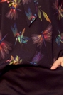 Granatowa Bluzka Elegancka z Wiązaną Szarfą w Kolorowe Ważki