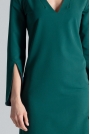 Zielona Sukienka Koktajlowa Mini z Rozciętym Rękawem