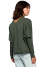 Zielona Oversizowa Bluza z Dekoltem Typu Woda
