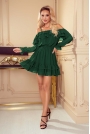 Zwiewna Sukienka z Hiszpańskim Dekoltem - Zielona