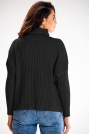 Prążkowany Sweter z Golfem - Czarny