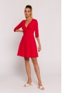 Czerwona Mini Sukienka z Dekoltem i Zakładkami