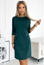 Zielona Elegancka Sukienka z Kieszeniami na Zamek