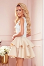 Dwukolorowa sukienka z koronką na wesele - Beżowa