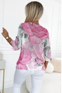 Różowy Sweterek Oversize w Duże Kwiaty
