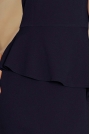 Granatowa Elegancka Ołówkowa Sukienka Midi z Asymetryczną Baskinką