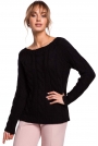 Uniwersalny Sweter z Warkoczowym Splotem - Czarny