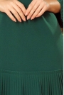 Zielona Sukienka Wizytowa z Plisowanymi Falbankami