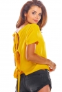 Żółta Oversizowa Bluzka Wiązana na Plecach