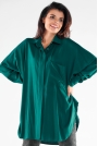 Koszula Oversize z Wydłużonym Tyłem - Zielona