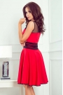 Czerwona Efektowna Rozkloszowana Sukienka z Tiulem