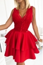 Dwukolorowa sukienka z koronką na wesele - Czerwona