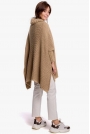 Asymetryczny Sweter-Ponczo z Golfem - Kamelowy