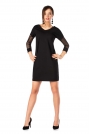 Czarna Dopasowana Sukienka z Transparentnym Rękawem 3/4
