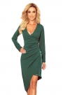 Asymetryczna Sukienka Kopertowa z Drapowaniem - Zielona