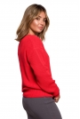Klasyczny Sweter z Dekoltem w Szpic - Pomarańczowy