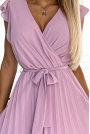 Plisowana sukienka midi - Różowa