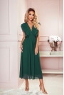Długa Sukienka z Plisowanymi Falbankami - Zielona