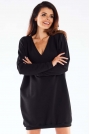Oversizowa Mini Sukienka z Bawełny - Czarna