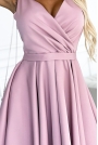 Różowa Asymetryczna Sukienka z Kopertowym Dekoltem