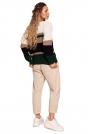 Sweter w Paski z Dekoltem V - Model 1